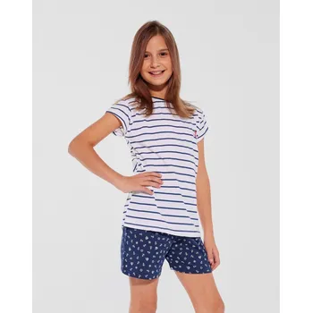 Letní dívčí pyžamo s kotvou - bílo-zelené pruhy, bílo-zelená 110-116 i384_49556047