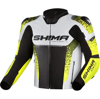 Moto bunda Shima STR 2.0 černo-bílo-fluo žlutá 54