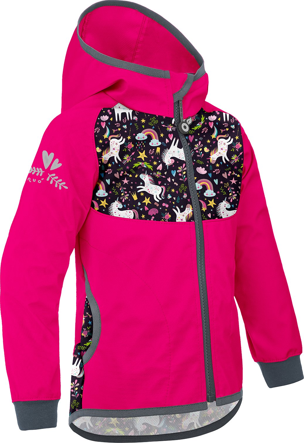 Dětská softshellová bunda bez zateplení Basic, Fuchsiová, Jednorožci Velikost: 122/128, Věk: 6-8 let