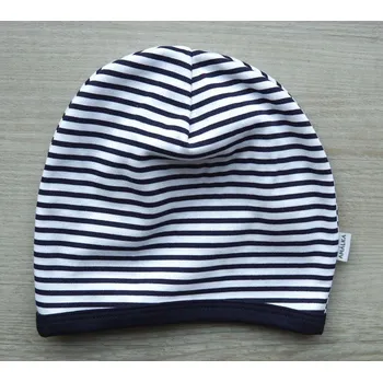 Kojenecké oblečení AMÁLKA Bavlněná čepička saporka, tmavé pruhy Velikost: 74-80