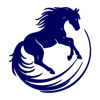 Samolepící dekorace SAMOLEPKA Kůň 107 pravá v kruhu (23 - tmavě modrá) NA AUTO, NÁLEPKA, FÓLIE, POLEP, TUNING, VLASTNÍ TEXT, TISK, AUTOSAMOLEPKY.cz, POLEPY, OBRÁZEK, LOGO, SAMOLEPKY
