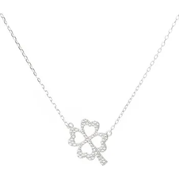 Náhrdelník Dámský stříbrný náhrdelník se čtyřlístkem STNAH210F