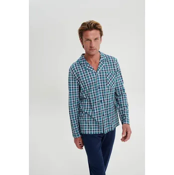 Modré pohodlné pyžamo pro muže s knoflíky - Vamp Blue Irida, blue irida M i512_19691_688_3