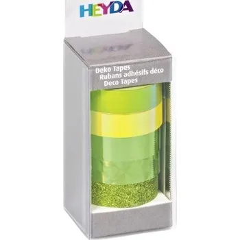 Lepicí páska HEYDA Páska washi lepicí papírová, lesk, glitr, hologram zelená 5 ks