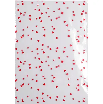 Sáček na potraviny Celofánový průhledný sáček srdíčka 13x18 cm, barva 3 červená