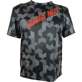 Cyklistické oblečení HAVEN Cyklistický dres s krátkým rukávem - CUBES NEO SHORT - černá/červená S