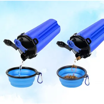 Miska pro psa Láhev a miska na cestování, na vodu a krmivo pro mazlíčky, modrá, 0.7L, 1bal