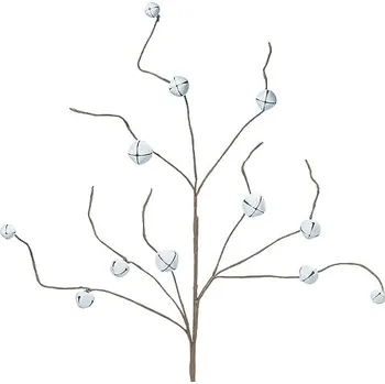 Vánoční dekorace Dekorace / větvičky s rólničkami- 6 ks Bílá