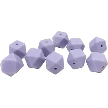 Dětské navlékací korálky Natana hranaté silikonové korálky pastelově fialové 14 mm 10 kusů