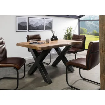 Jídelní stůl Jídelní stůl mango 160x90x77 přírodní lakovaný / X-nohy antracit lesklý METALL 5