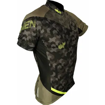 cyklistický dres HAVEN Cyklistický dres s krátkým rukávem - SINGLETRAIL - zelená/žlutá 4XL