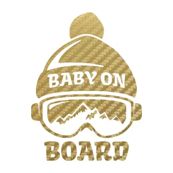 Polep vozidla SAMOLEPKA Baby on board 012 levá na horách (59 - 3D karbon zlatý) NA AUTO, NÁLEPKA, FÓLIE, POLEP, TUNING, VLASTNÍ TEXT, TISK, AUTOSAMOLEPKY.cz, POLEPY, OBRÁZEK, LOGO, SAMOLEPKY