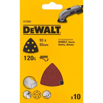 Brusný papír DT3093 DEWALT BRUSNÝ PAPÍR P 120, PRO DELTA BRUSKU 93 X 93 MM, 10 KS