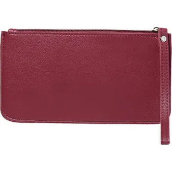Velká jednobarevná dámská peněženka se třemi přihrádkami se zapínáním na zip Barva: Červená 2