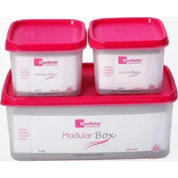 Dóza na potraviny dóza MODULAR obdél. sada 3díl. (2x0,65+2,5l) PH