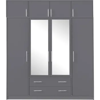 Šatní skříň SMART a | šatní skříň SRL1 + nástavec SRN1 + zrcadlo | 200 cm | antracit