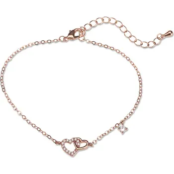 Náramek B-TOP Jemný dámský náramek Dvojité Srdce se zirkony Druh barvy: Zlatá