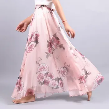 Dámská sukně Dámská letní maxi sukně v květinovém vzoru Barva: 22 styl dva růžová