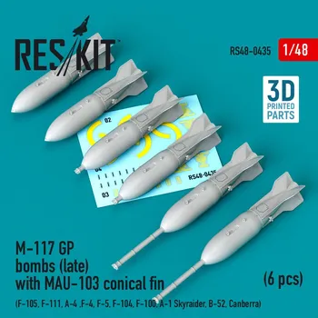 Plastikový model 1/48 M-117 GP bombs (late) w/ MAU-103 conical fin