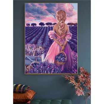 Houpací kůň ISO Sada na vlastní výrobu diamantové malby - Dívka na rozkvetlé louce