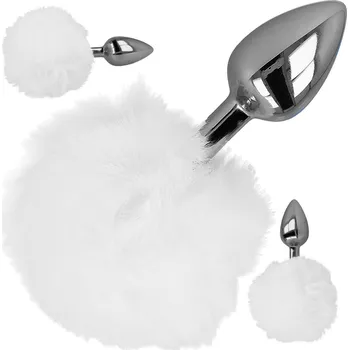 Anální kolík LOLO anální kolík s králičím ocáskem bílý