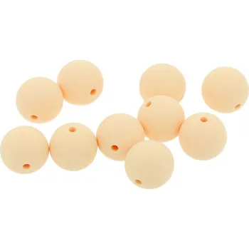 Dětské navlékací korálky Natana silikonové korálky pastelově oranžové 15 mm 10 kusů