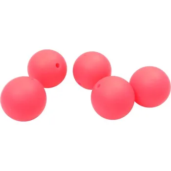 Dětské navlékací korálky Natana silikonové korálky neonově růžové 19 mm 5 kusů