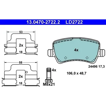 Auto-moto Sada brzdových destiček, kotoučová brzda ATE 13.0470-2722.2