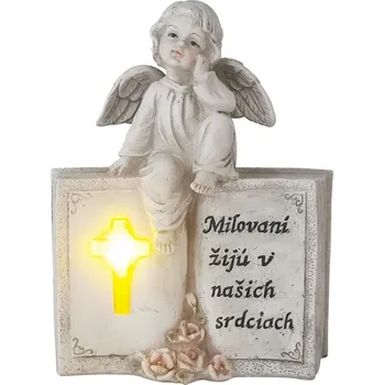 Smuteční dekorace MagicHome Anděl na knize solární dekorace 19 x 8,5 x 23 cm