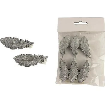 Vánoční dekorace Pírko klip, 6ks X3502-28