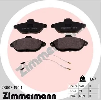 Brzdová destička Sada brzdových destiček, kotoučová brzda ZIMMERMANN 23003.190.1