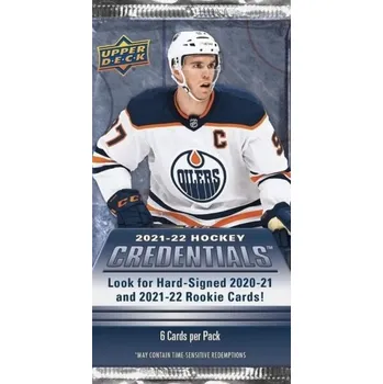 Sběratelská karetní hra 2021-2022 NHL Upper Deck Credentials Hockey Hobby Balíček