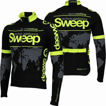 cyklistický dres Cyklistický dres s dlouhým rukávem ELITE CYKLO D017 - černá / citronová