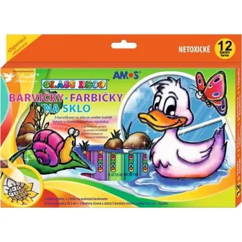 Speciální výtvarná barva Barvy na sklo ANDĚL 1493 sada 12ks v 10,5ml tubách