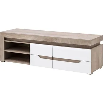 Televizní stolek Televizní stolek s LED osvětlením Irma 1 dub/bílý lesk