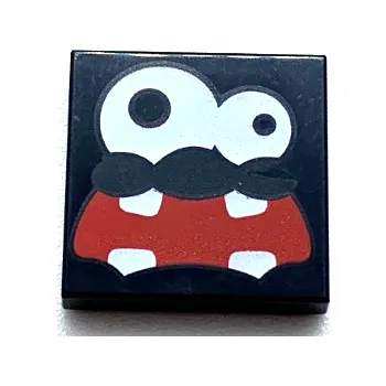 Hračka 3068bpb1368 Black Tile 2 x 2 with White Eyes and Red Wide Open Mouth (Černá dlaždice 2 x 2 s bílýma očima a červenými široce otevřenými ústy)