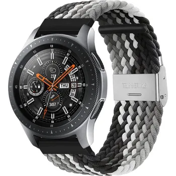 eses Pletený nylonový řemínek s přezkou 20 mm - Vzorovaný, černá škála