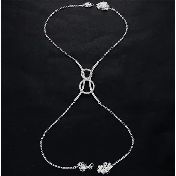 Náhrdelník B-TOP Sexy štrasový náhrdelník na tělo s dvojitými kruhy Circle