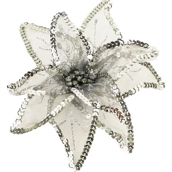 Vánoční dekorace Dekor. květ 20cm, stříbrný X0992