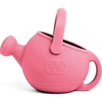Hra na zahradu BIGJIGS Silikonová konvička Coral - růžová