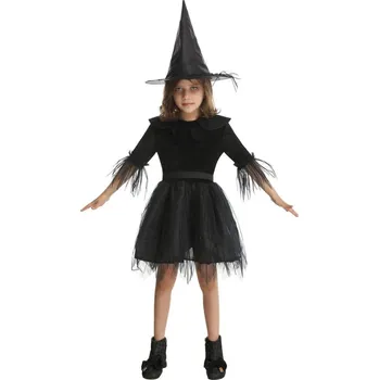 Karnevalový kostým P'TIT CLOWN Dětský kostým čarodějnice s kloboukem, 120-130 cm (7-9 let)