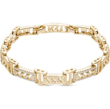 Náramek biju Pozlacený náramek 14k, geometrické tvary se zirkony a průřezy 2002347