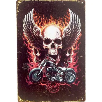 Plechová cedule Retro cedule Lebka s křídly 20x30 (Kovová cedule dekorace)
