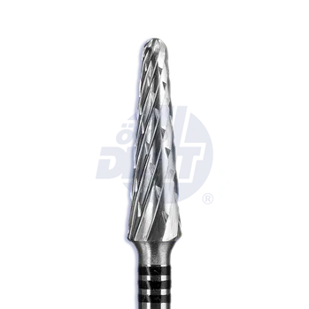 Fréza středně hrubá tvrdokovová fréza s křížovým břitem, kónus, zaoblený (3 černé pruhy) | do násadce | 500 104 194 HFGE 040