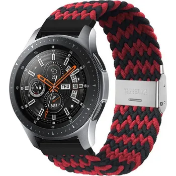 Příslušenství k chytrým hodinkám eses Pletený nylonový řemínek s přezkou 22 mm - Vzorovaný, červeno černý
