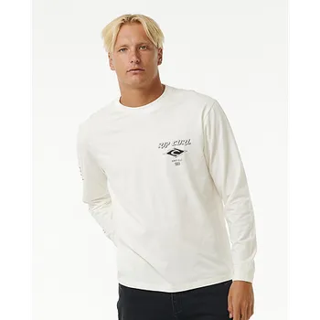 Pánská móda Tričko Rip Curl FADE OUT ICON L/S TEE Bone velikost L
