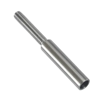 Zábradlí Úchyt (lepící) pro ocelové lanko ø 6 mm s vnějším závitem M6 x 30 mm, (ø 9 mm / L: 70 mm), broušená nerez K320 / AISI304