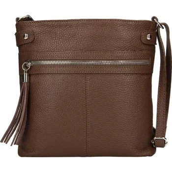 Kabelka Dámská kožená crossbody kabelka Italia Laura - tmavě hnědá