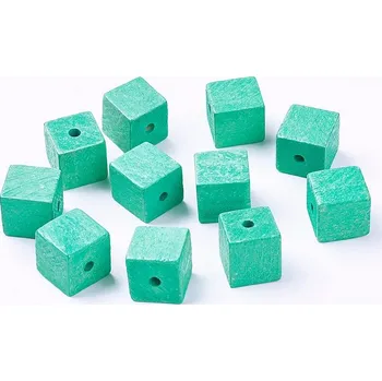 Dětské navlékací korálky Dřevěné korálky kostka č.5 (15x15mm)