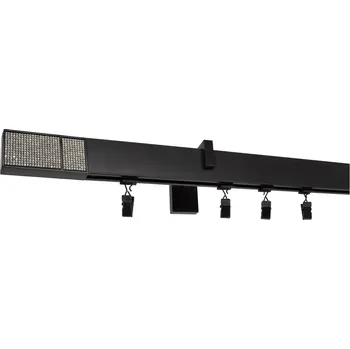 Garnýž Kovovégarnýže.cz Garnýže Square line modern royal diamond černá matná Varianta jednořadá nebo dvouřadá: Dvouřadá, Délka: 101-150cm, Uchycení látky: nacvakávací jezdec s háčkem